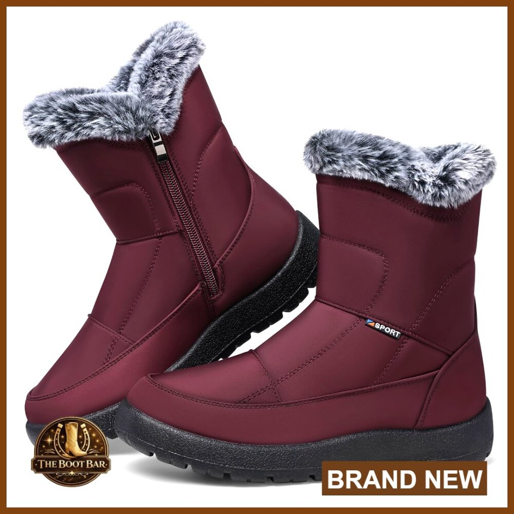 Women's Snow Boots Waterproof Faux Fur Lined Anti-Slip Ankle Booties